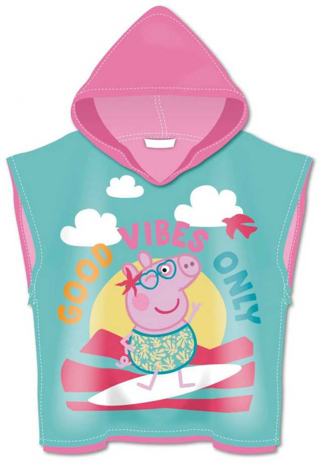 Peppa Pig Sunshine paplūdimio rankšluostis pončas 55x110cm (greitai džiūstantis)