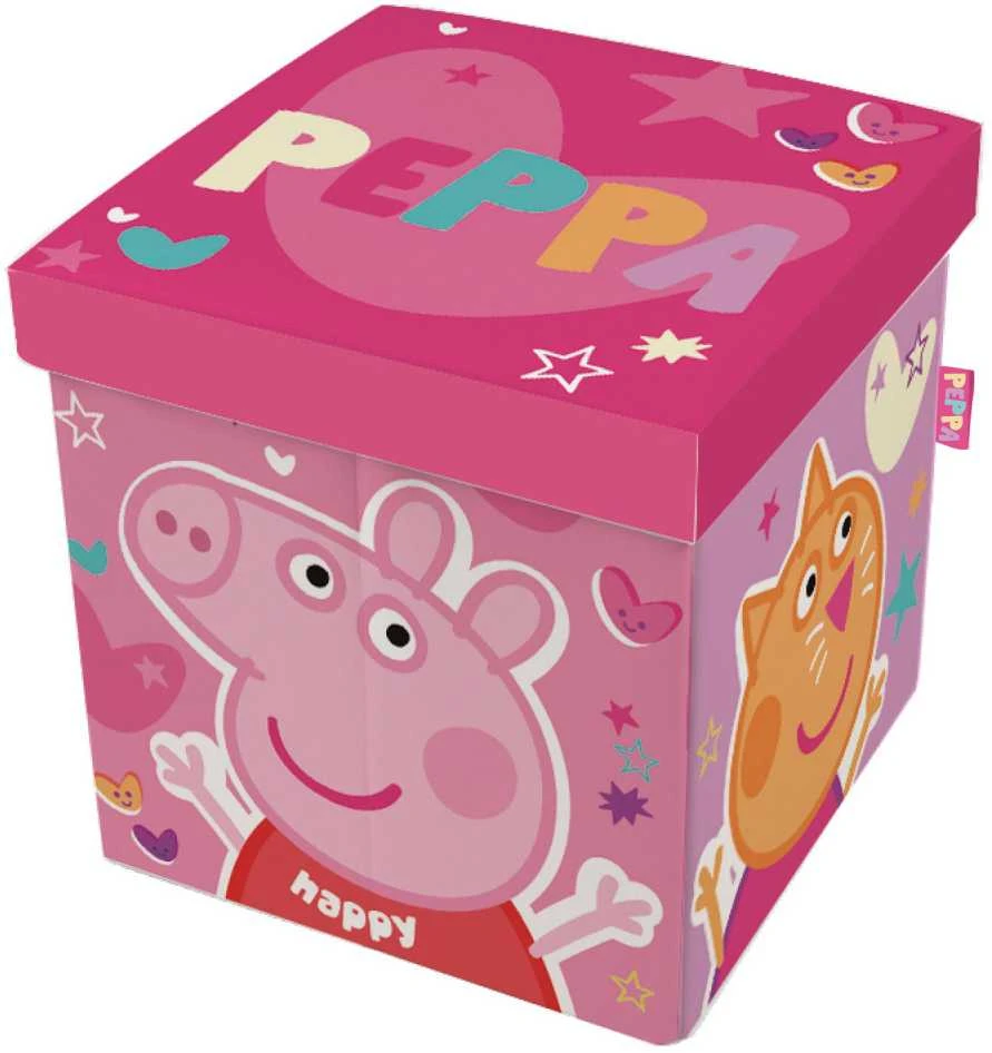 Peppa Pig žaislų konteineris / pufas - 30x30x30 cm