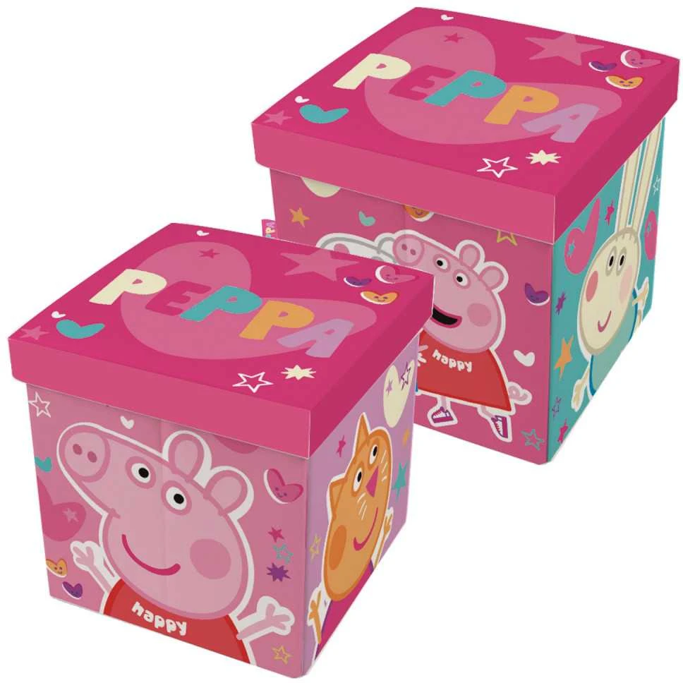 Peppa Pig žaislų konteineris / pufas - 30x30x30 cm