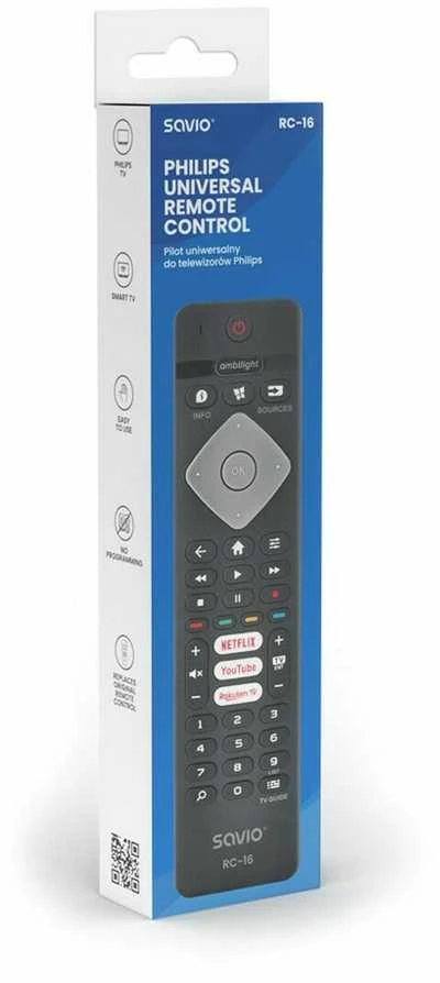 Savio universalus nuotolinio valdymo pultelis/pakeitimas Philips TV, SMART TV, RC-16