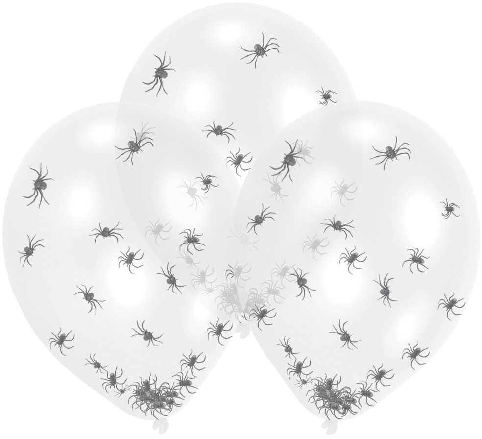 AMSCAN Balionai lateksiniai Clear Spider Filled 27,5 cm 6 vnt.
