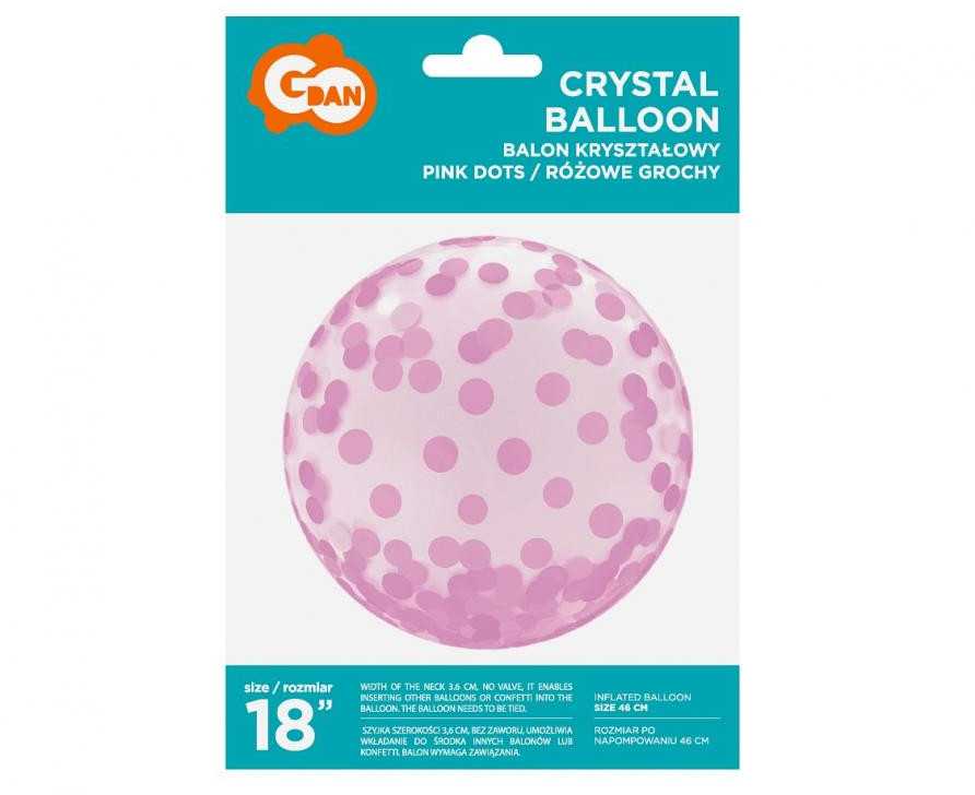 GoDan Crystal balionas su spausdinimo rožinė connetti - 45 cm - 1 pc. universalus