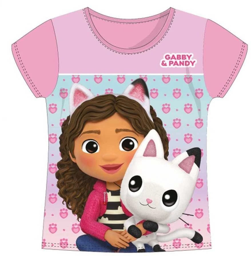 Pink Gabby's Dollhouse Pandy Light Rožinė Pandy Light Rožinė vaikiška trumpomis rankovėmis palaidinė, 2 metai