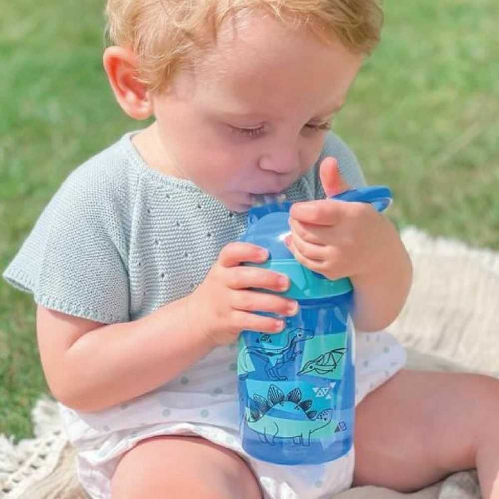 Mėlyna Nuby Butelis su šiaudeliais, 2 vnt