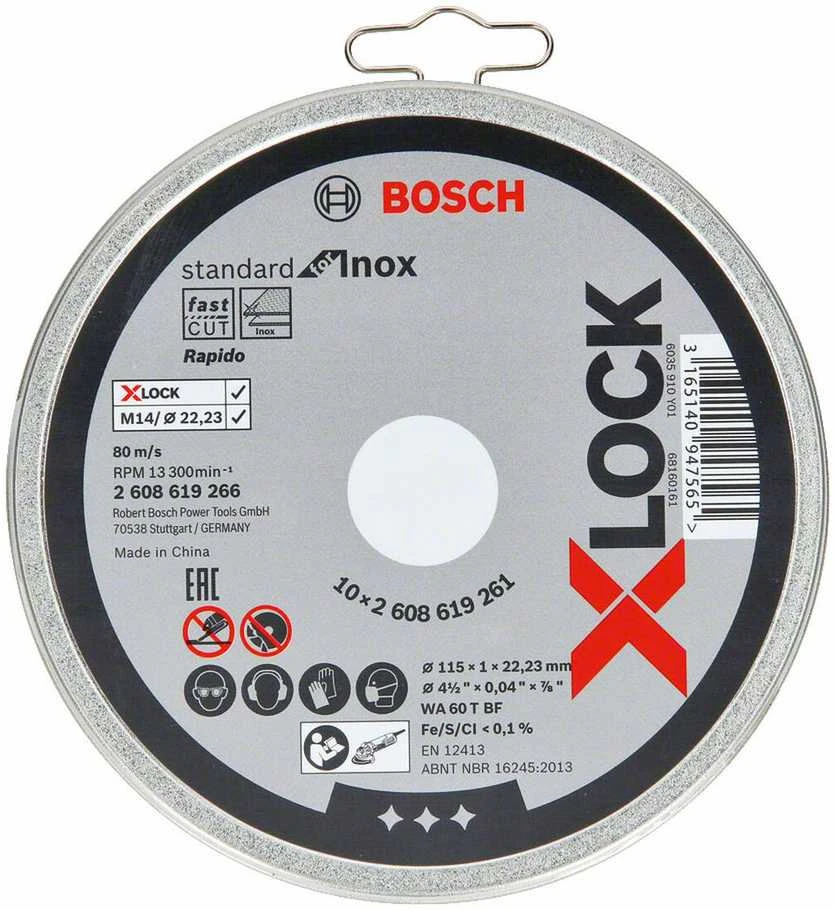 Bosch X-LOCK standartinis Inox 10vnt. × 115 × 1 mm