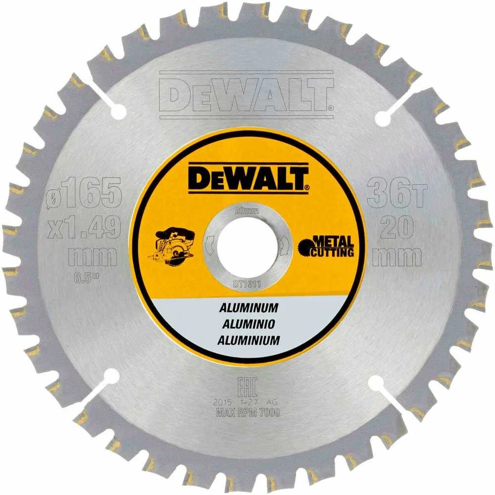 Pjovimo diskas aliuminiui DeWalt; 165x1,49x20,0 mm; Z36; 3°