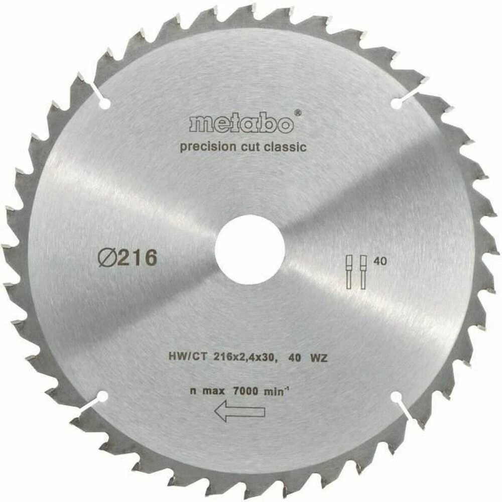 Pjovimo diskas Classic 216x2,4/1,8x30mm, z40, WZ, -5°, Metabo