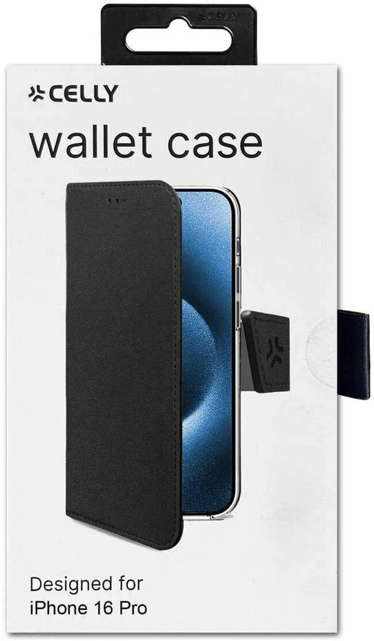 Celly WALLY1079, Wallet case, Apple, iPhone 16 Pro, 16 cm (6.3"), Juodas