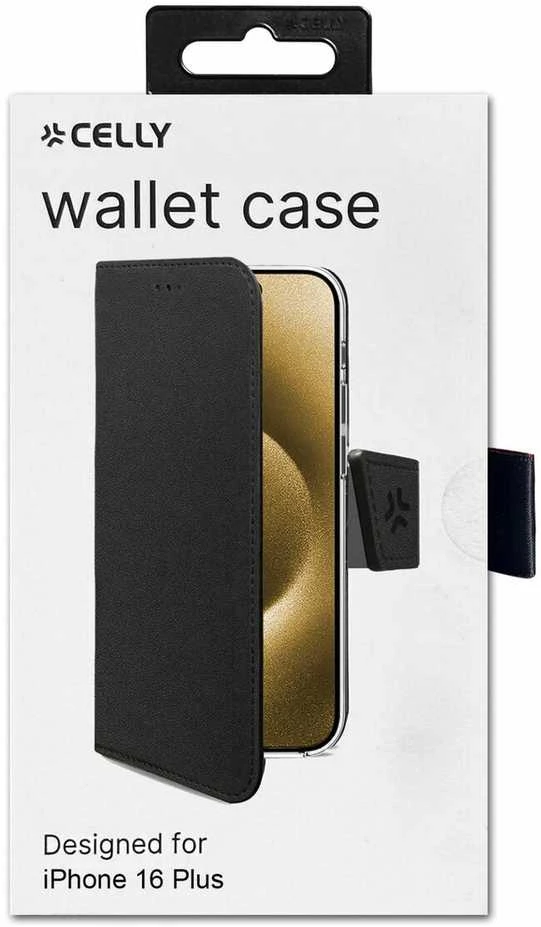 Celly WALLY1080, Wallet case, Apple, iPhone 16 Plus, 17 cm (6.7"), Juodas