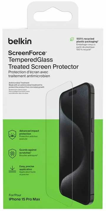 Belkin Apsauginio stiklo ekranas, grūdintas stiklas iphone 15 pro max