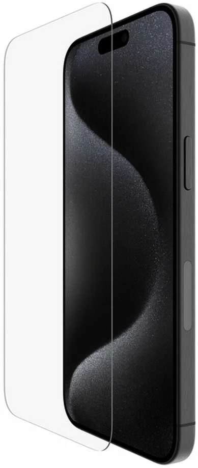 „Belkin ScreenForce UltraGlass“ su „iPhone 15 Pro Max“.