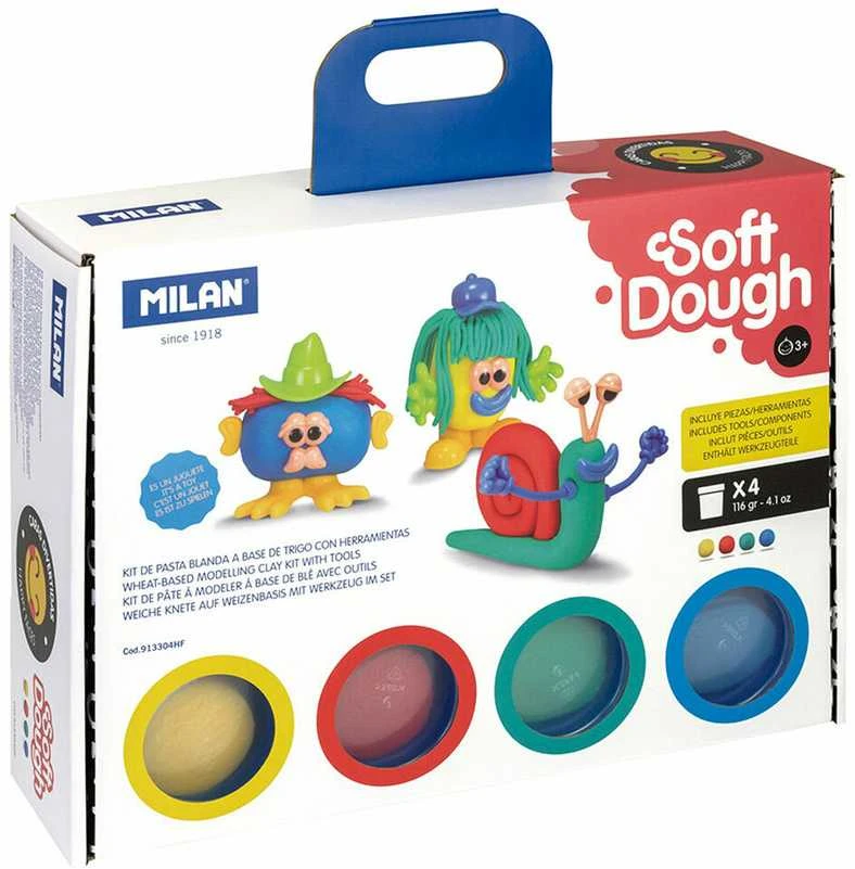 Milan Ciastolina Happy Faces Funny Faces 4 spalvos x 116g 913304HF MILAN