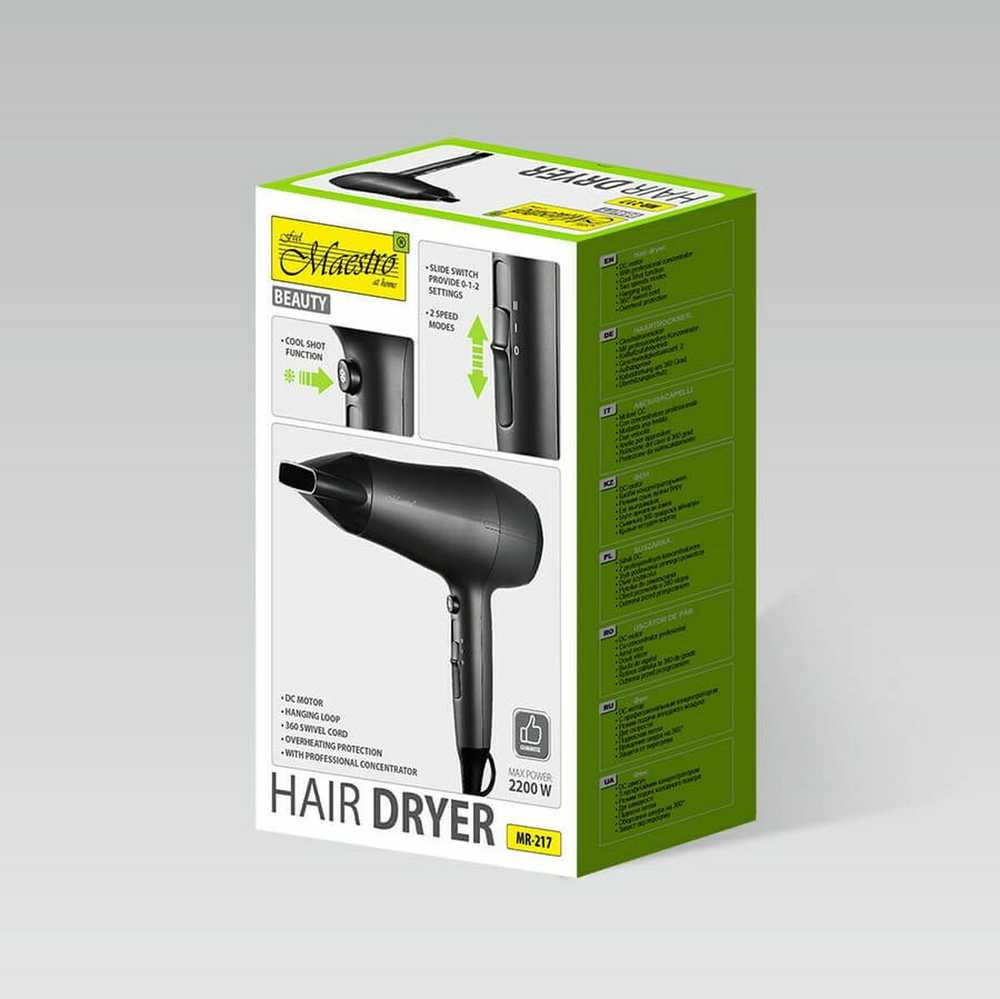 Plaukų džiovintuvas MAESTRO MR-217 2200 W Juodas, Graphite