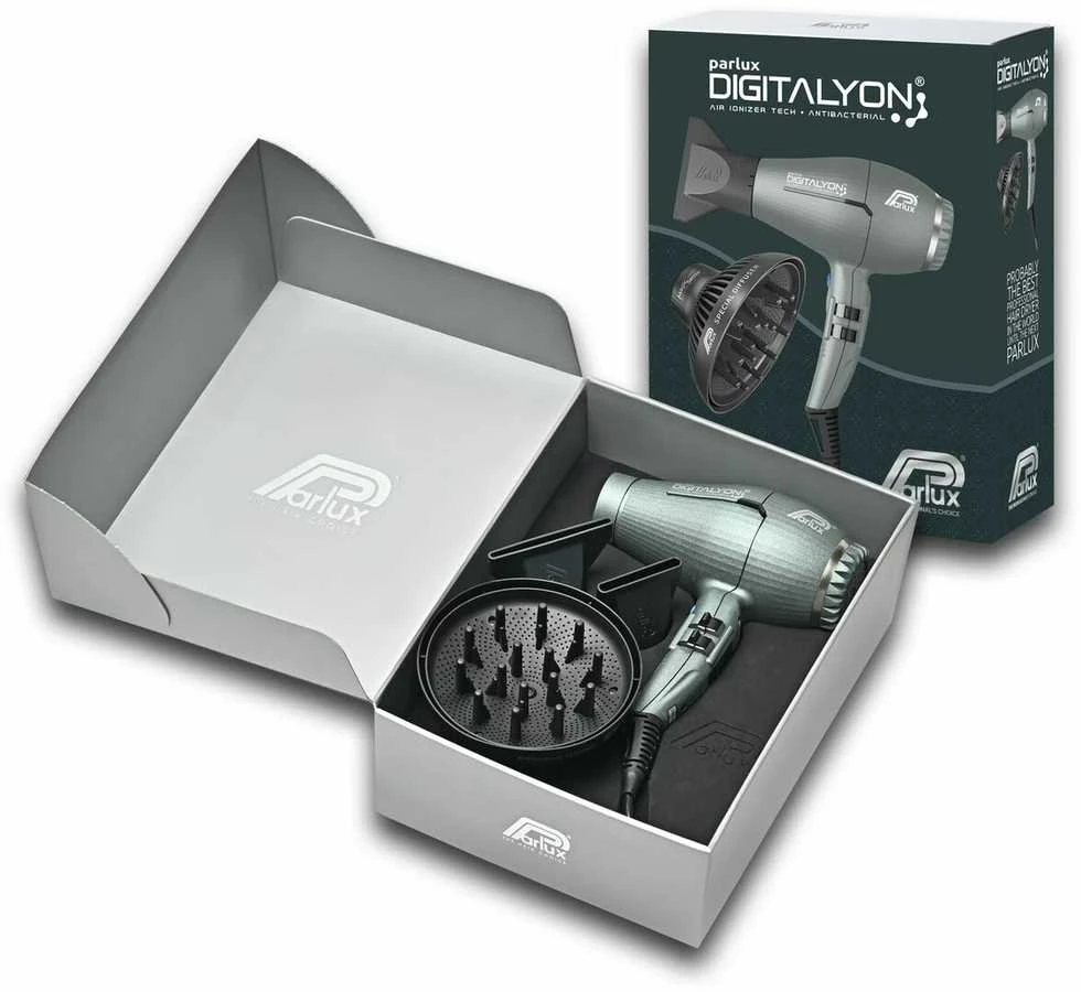 Plaukų džiovintuvas Parlux Digitalyon + MagicSense® difuzorius, pilkos spalvos