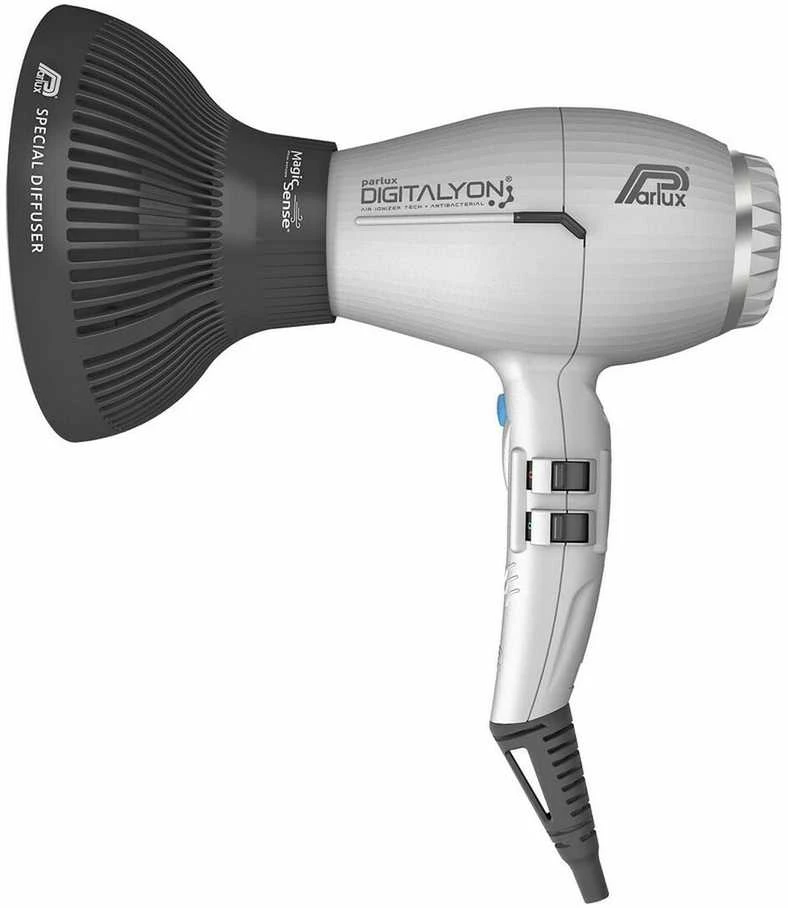Plaukų džiovintuvas Parlux Digitalyon + MagicSense® difuzorius, sidabrinės spalvos