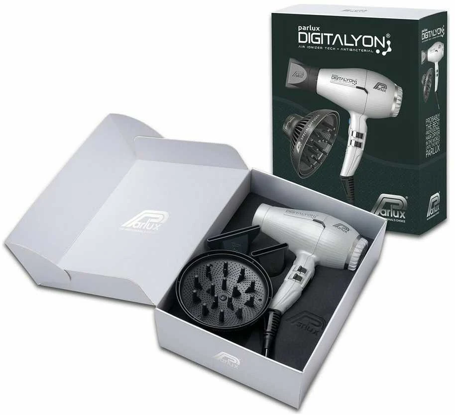 Plaukų džiovintuvas Parlux Digitalyon + MagicSense® difuzorius, sidabrinės spalvos