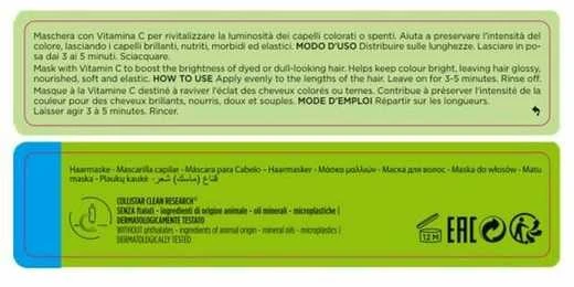 "Collistar" šviesinanti kaukė dažytiems plaukams su vitaminu C (šviesinanti atgaivinanti kaukė) 200 ml