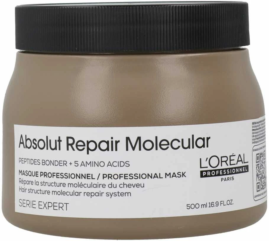 L'Oreal ABSOLUT REPAIR MOLECULAR profesionali nenuplaunama atkuriamoji pažeistų plaukų kaukė 500 ml