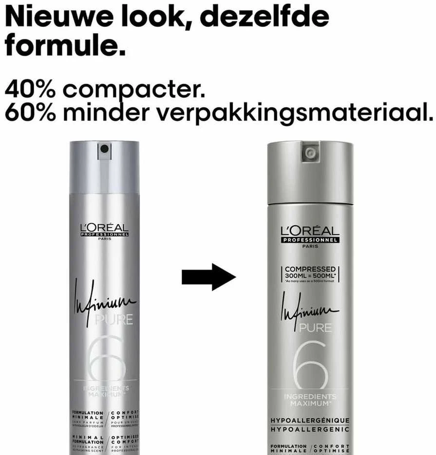 L'Oréal Professionnel Infinium Pure Minkštas plaukų lakas, 300 ml