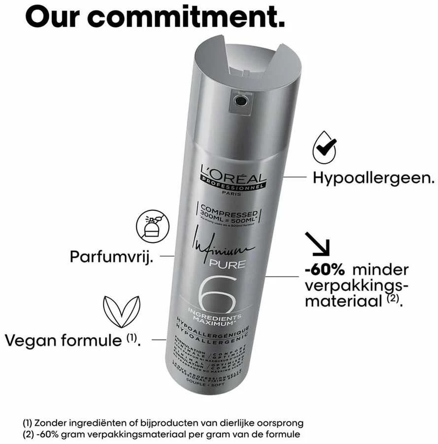 L'Oréal Professionnel Infinium Pure Minkštas plaukų lakas, 300 ml
