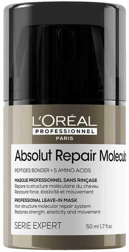 L'oreal Professionnel Absolut Repair Molecular Mascarilla Profesional Reparadora Sin Aclarado Para Cabello Dañado, 50 ml