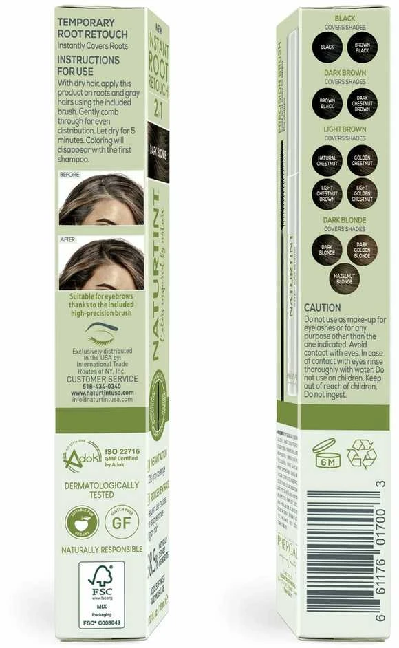 Naturtint Instant Root Retouch pakuotė su instrukcija