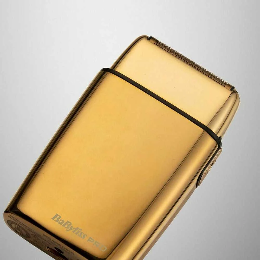 Barzdaskutė Mobili įkraunama plaukų skutimo mašinėlė BaByliss PRO Double Foil Metal Shaver Gold FXFS2GE, aukso spalvos