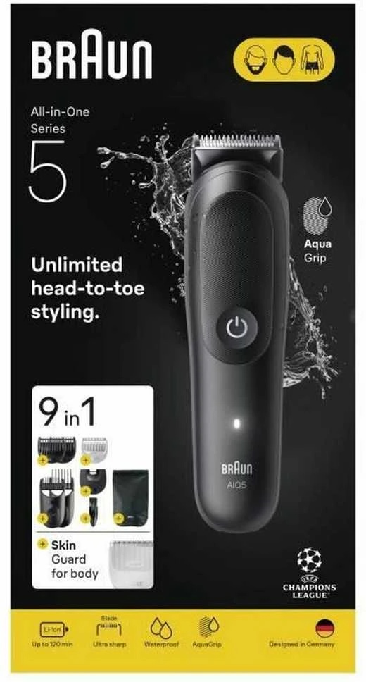 „Braun“ – „viskas viename“ rinkinys, 5 serija, 9in1 kirpimas, AIO5540 – juodas