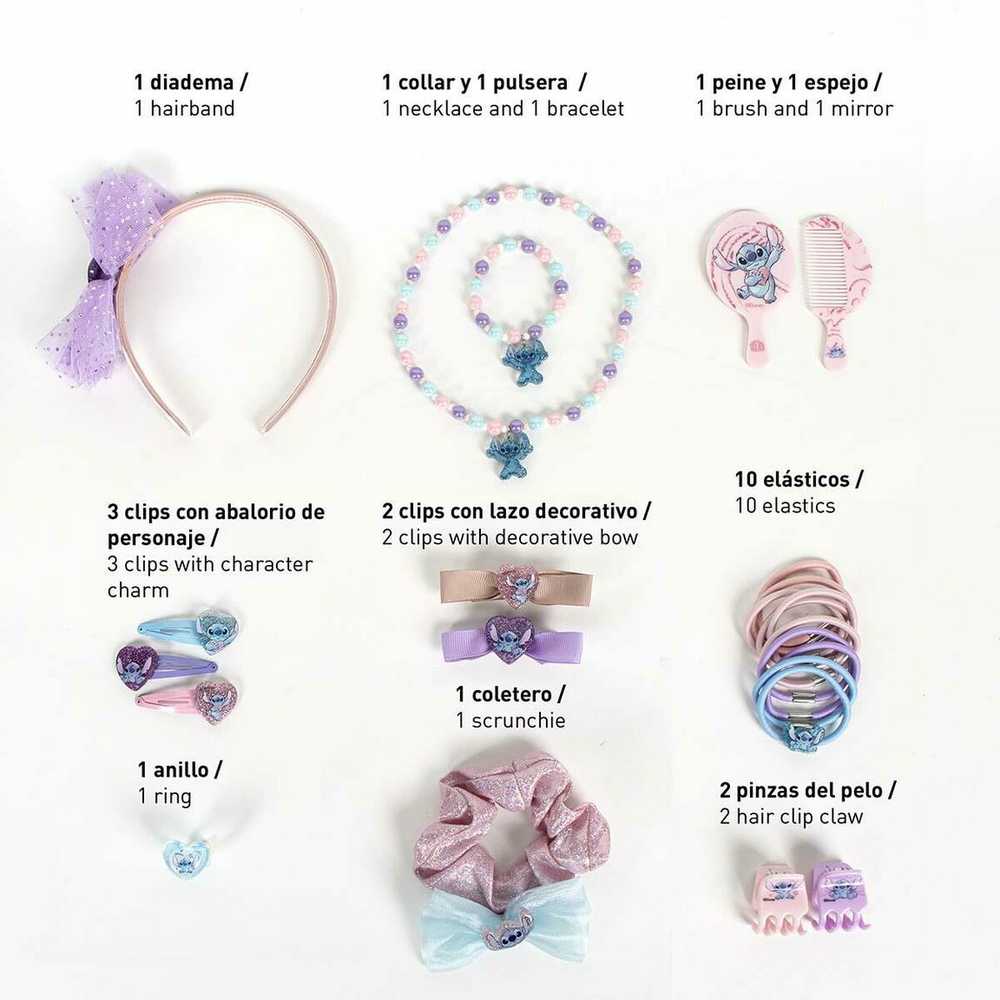 Plaukų papuošalai Stitch Rožinė 24 Dalys