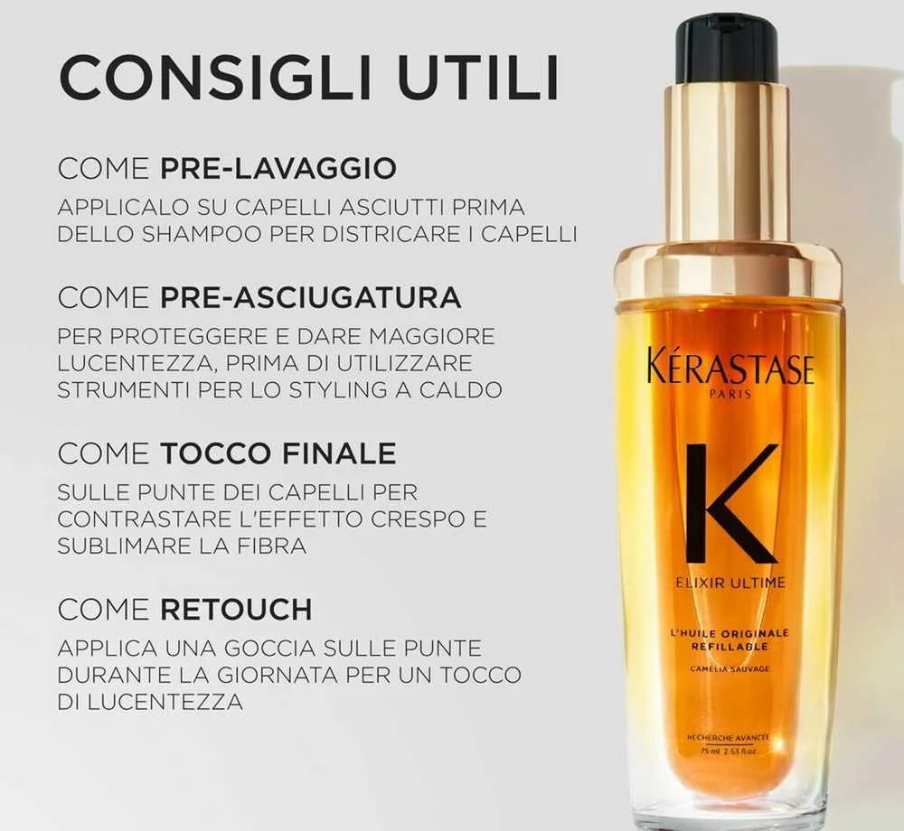 Kerastase Eliksyras Ultime L'Huile Original daugiafunkcis aliejus visų tipų plaukams, 30 ml