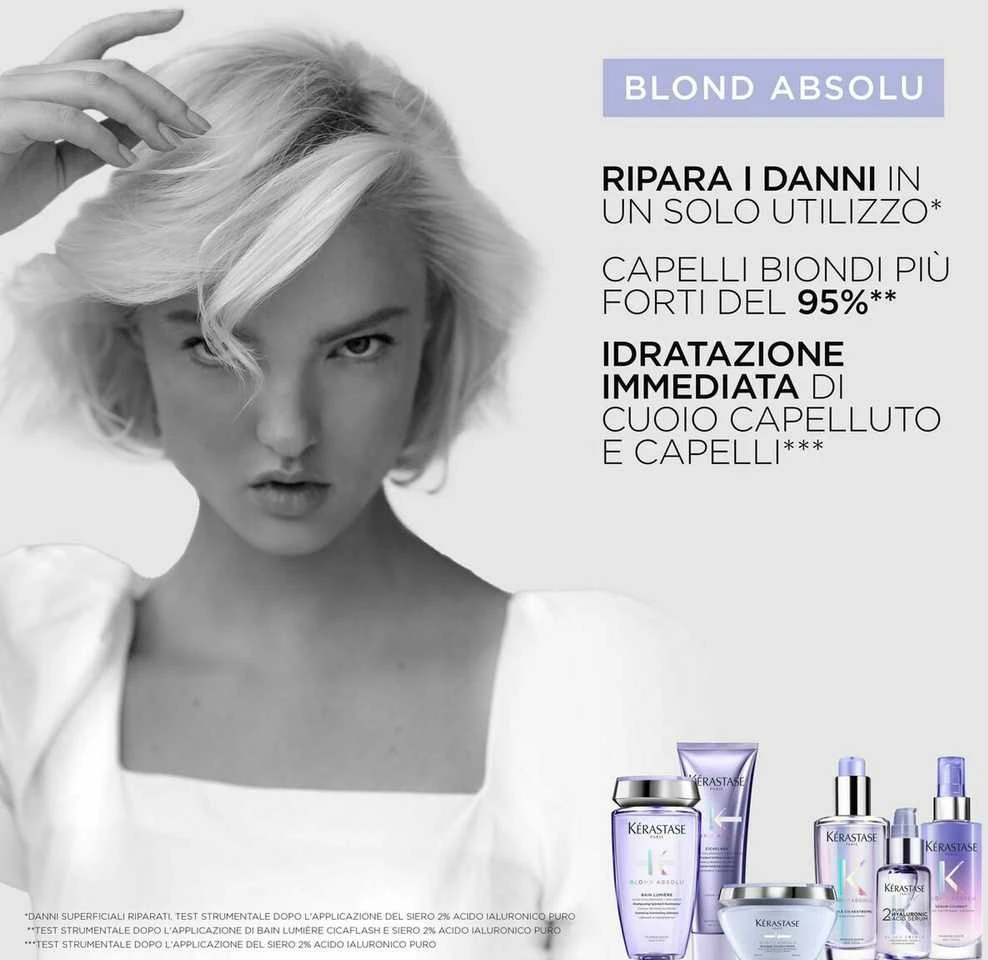 Kérastase Blond Absolu 2% Pure Hyaluronic Acid Serum atkuriamasis serumas šviesiems plaukams, 50 ml