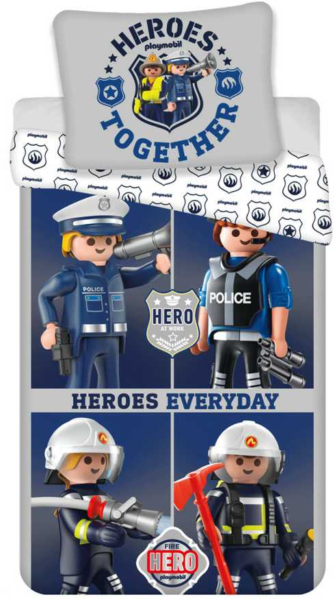 Patalynė bawełniana 140x200 Playmobil PM021 tamsiai mėlyna pilka poszewka 70x80 August 23