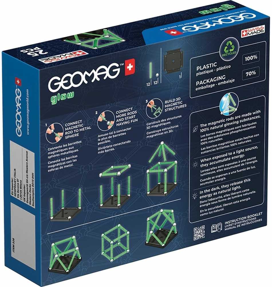 Šviečiantys perdirbti magnetiniai blokeliai 25 vnt GEOMAG GEO-328