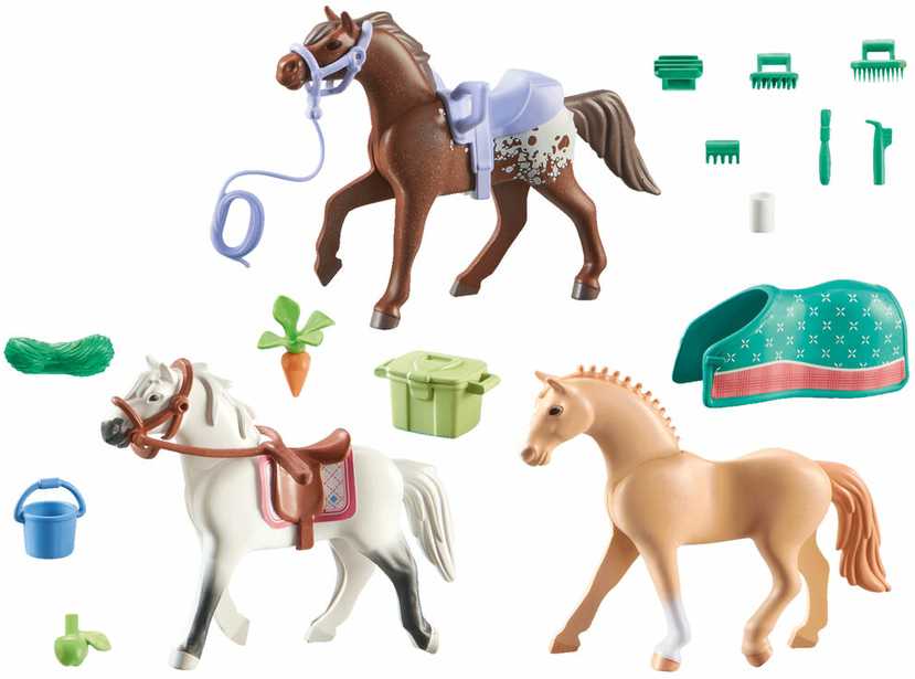 Konstruktorius Playmobil Trys arkliai su balnais 71356