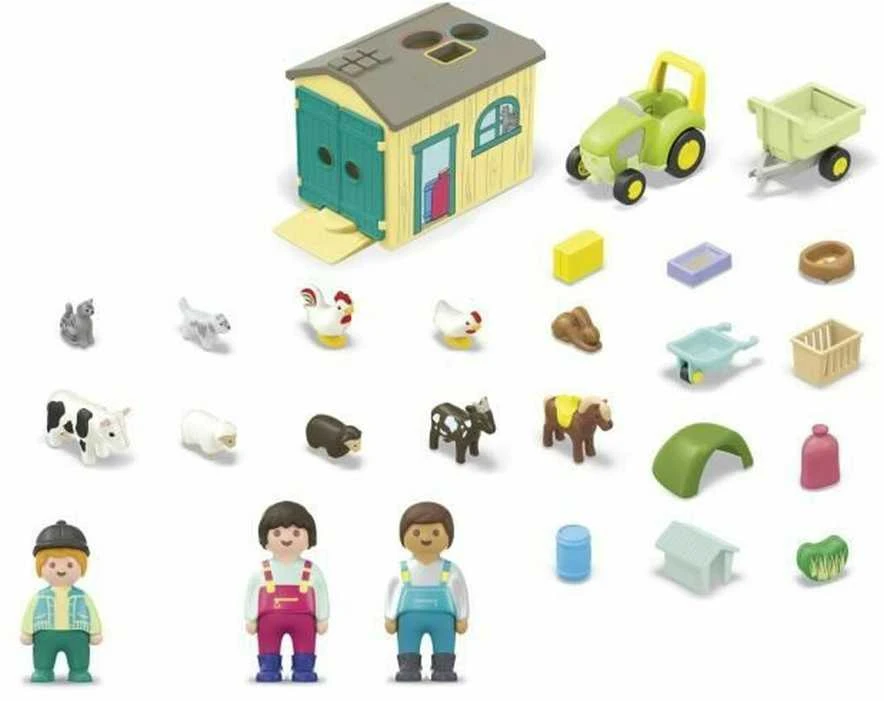 Figūrėlė Playmobil Rinkinys su figurkami Junior 71656 Nuotykiai ūkyje su traktoriumi, priekaba ir gyvūnais