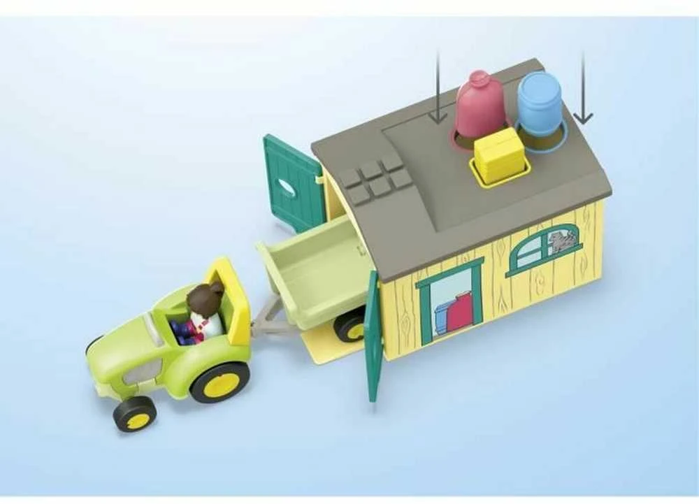 Figūrėlė Playmobil Rinkinys su figurkami Junior 71656 Nuotykiai ūkyje su traktoriumi, priekaba ir gyvūnais