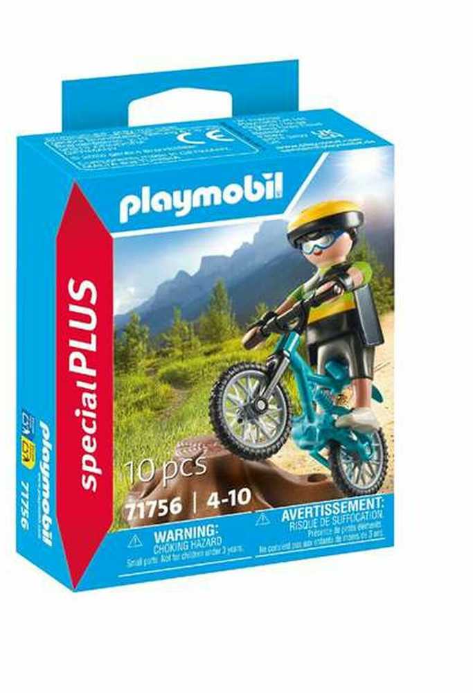 Playmobil Dviratininkas su visureigių dviračiu ir medžio kelmu