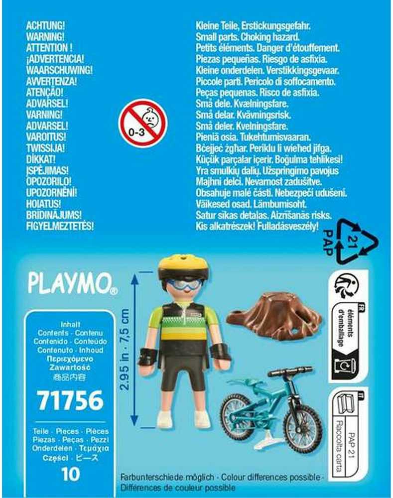 Playmobil Dviratininkas su visureigių dviračiu ir medžio kelmu