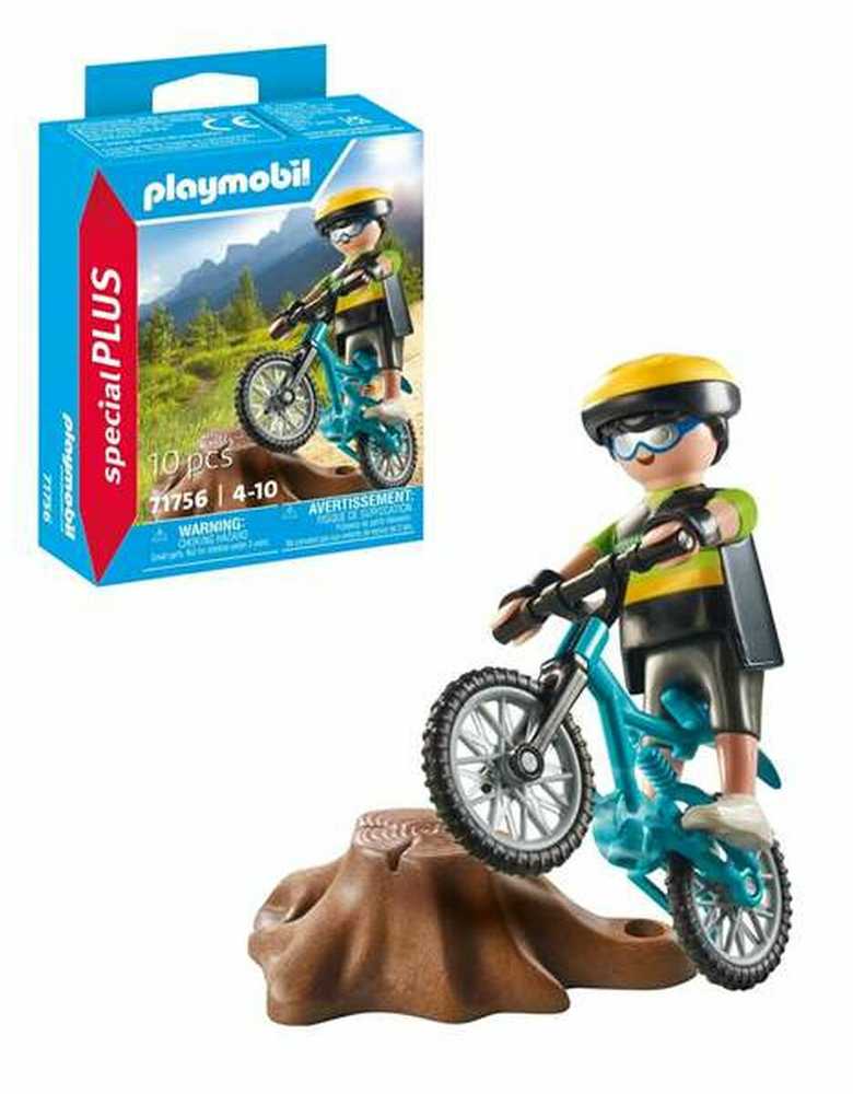 Playmobil Dviratininkas su visureigių dviračiu ir medžio kelmu