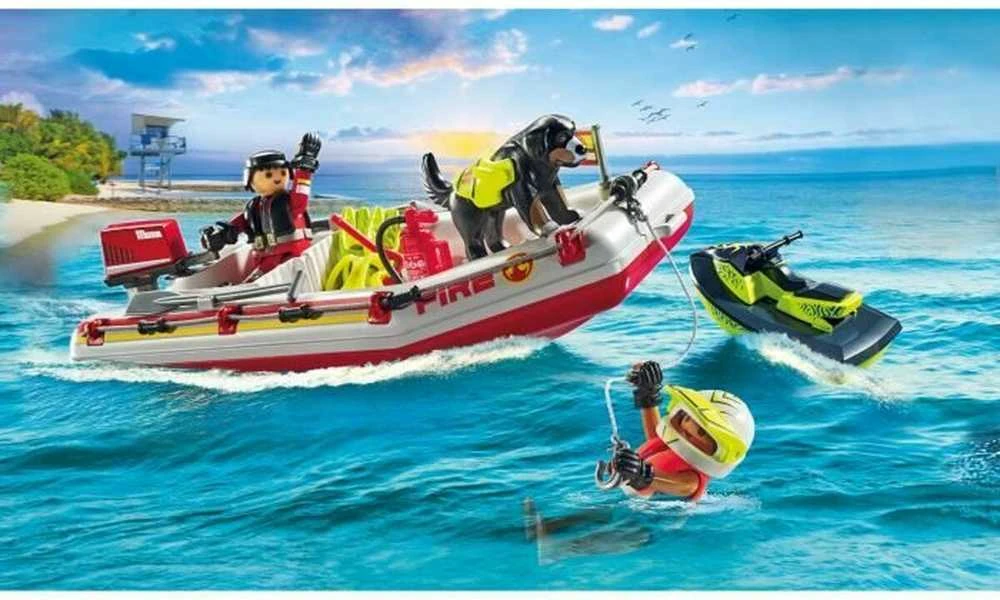 PLAYMOBIL ACTION HEROES Ugniagesių laivas su vandens motociklu 71464