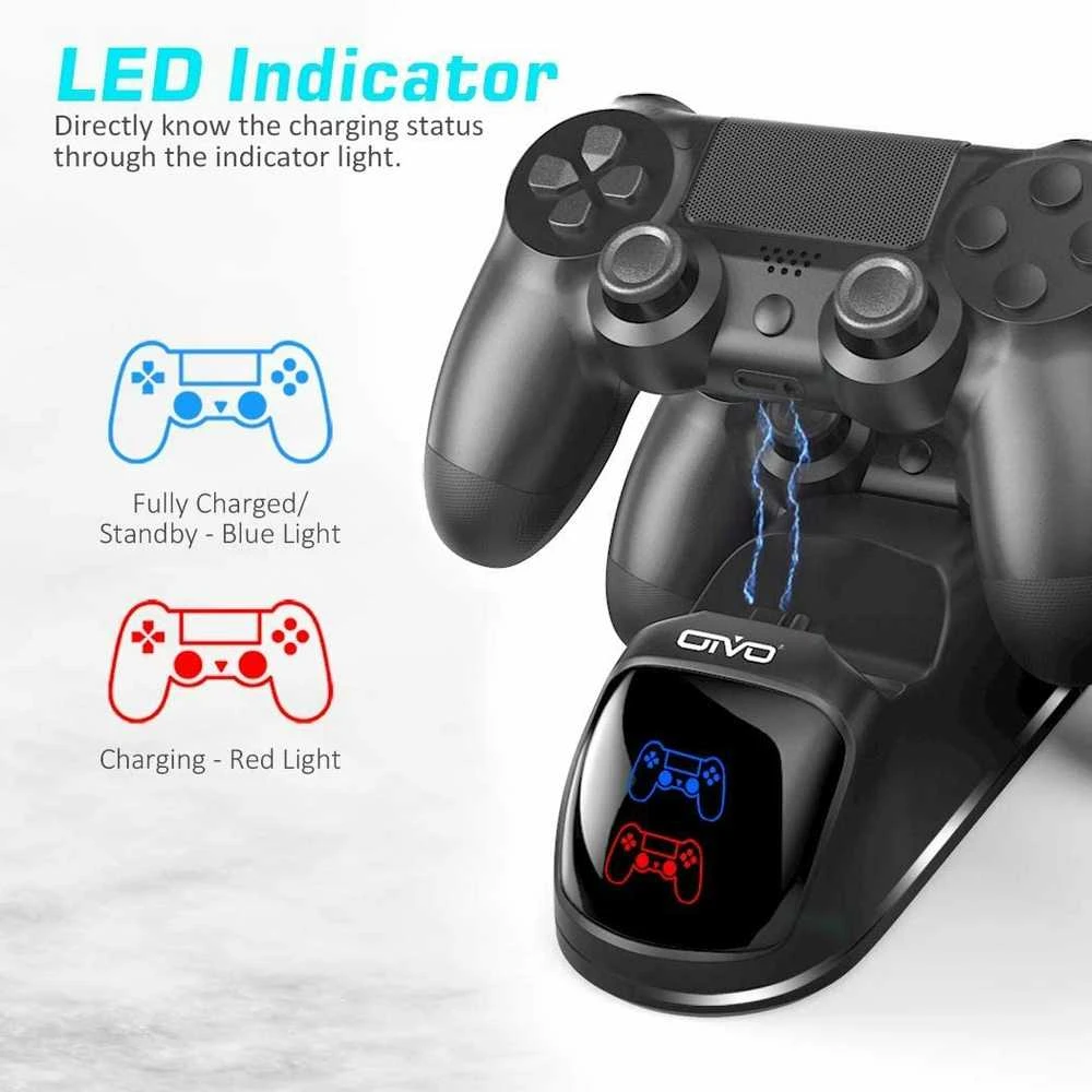 Įkrovimo stotelė PS4 valdikliams, 2 lizdai, LCD ekranas