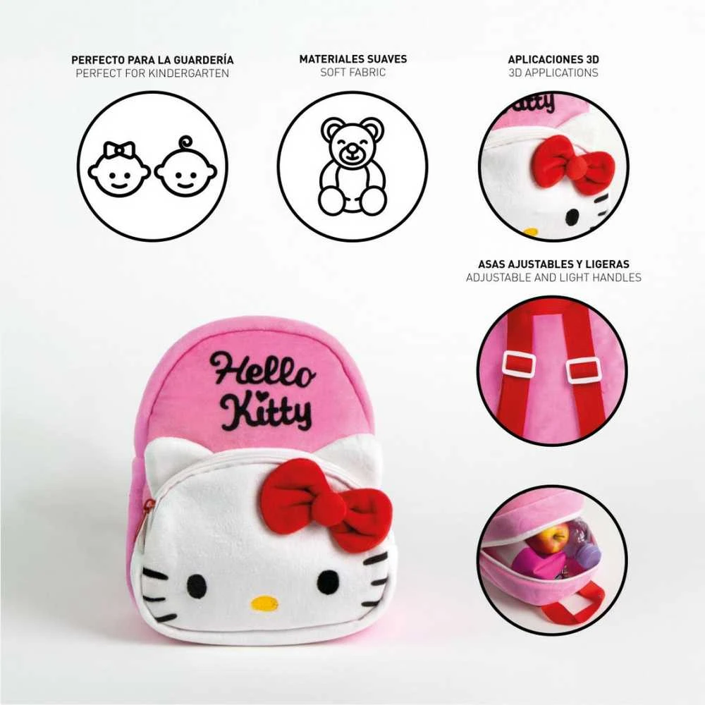 Pliušinė Hello Kitty Charm kuprinė, krepšys 22 cm