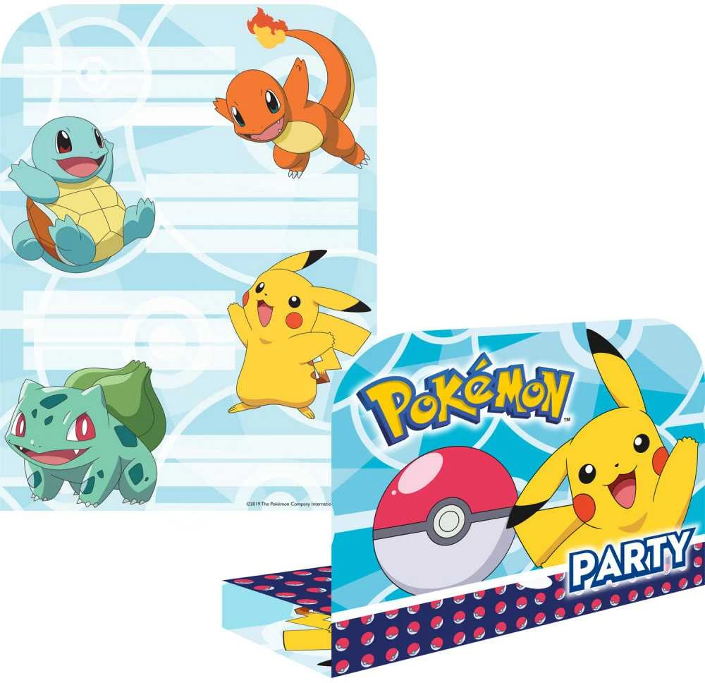 AMSCAN Pokemon gimtadienio kvietimai - 8 vnt. Universalūs
