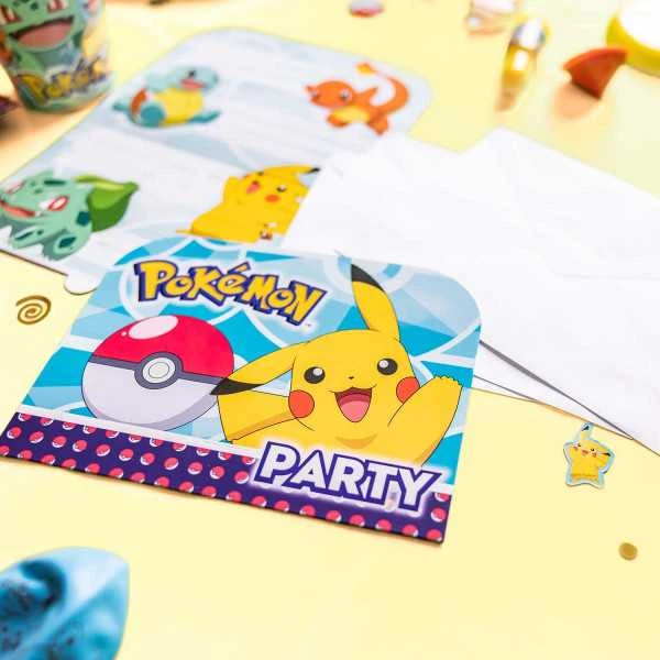 AMSCAN Pokemon gimtadienio kvietimai - 8 vnt. Universalūs