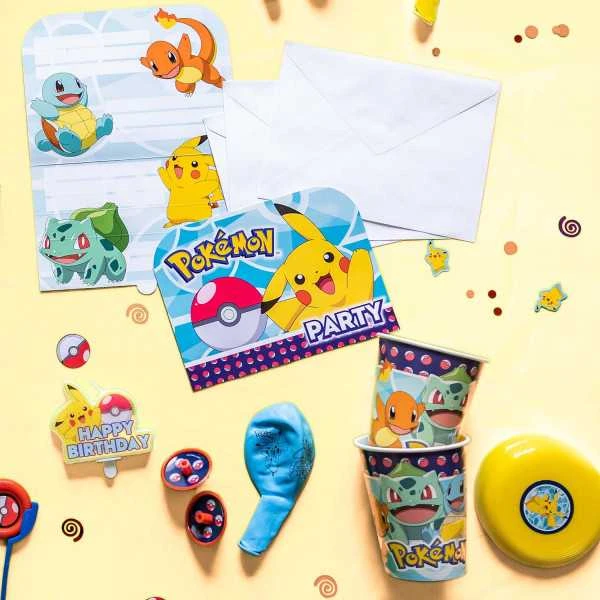 AMSCAN Pokemon gimtadienio kvietimai - 8 vnt. Universalūs