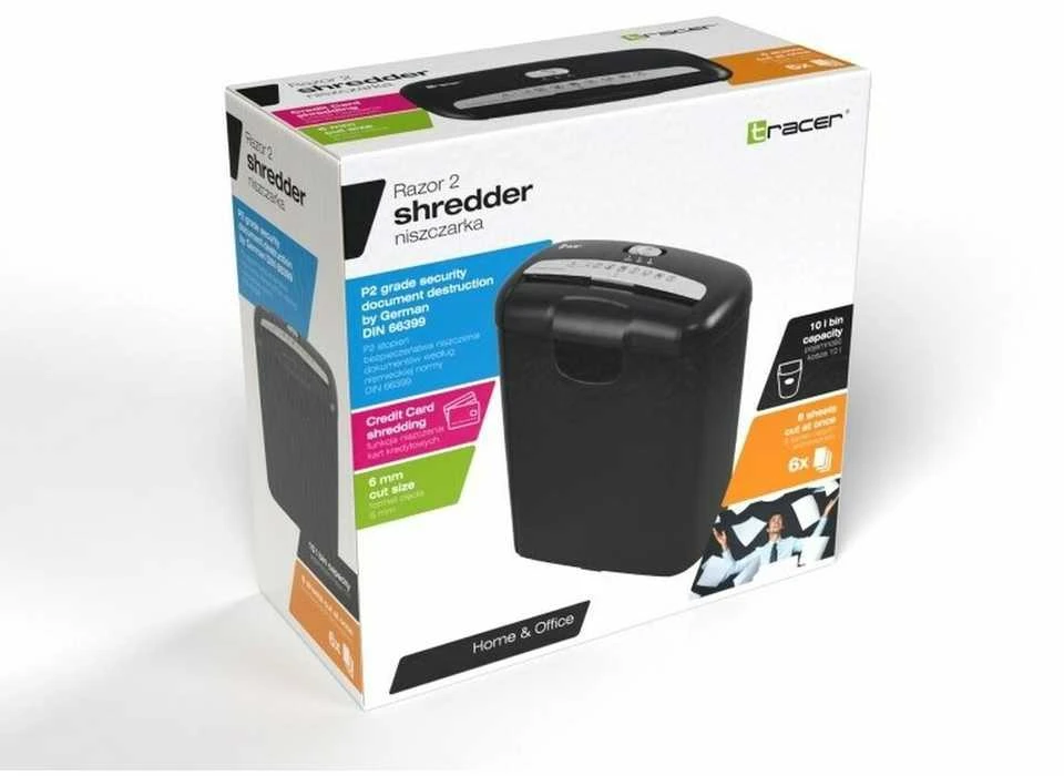 Tracer Razor 2 juodas smulkintuvas pakuotėje