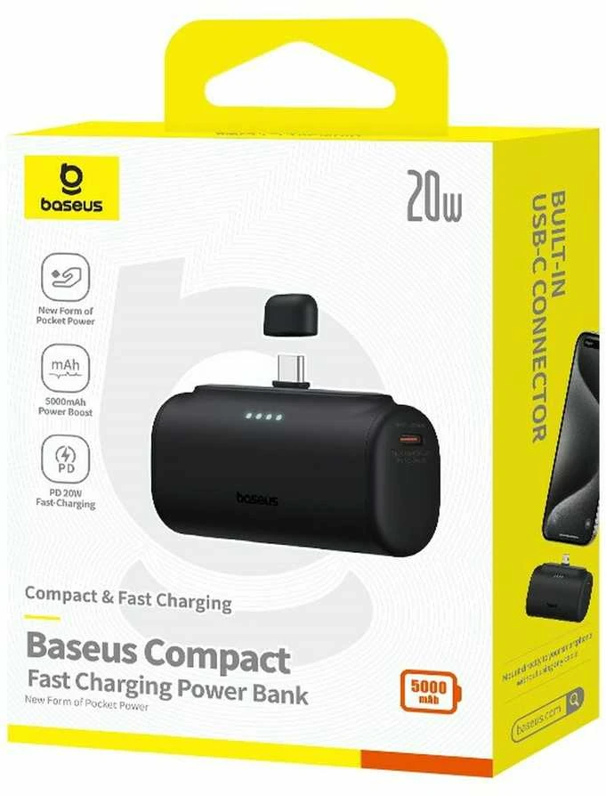 Powerbank Baseus Compact 5000mAh, 20W, USB-C (juodas)