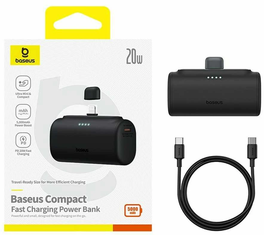 Powerbank OS-Baseus Compact IP 5000mAh 20W (juoda)