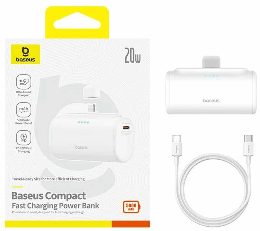 Powerbank OS-Baseus Compact IP 5000mAh 20W (baltas)