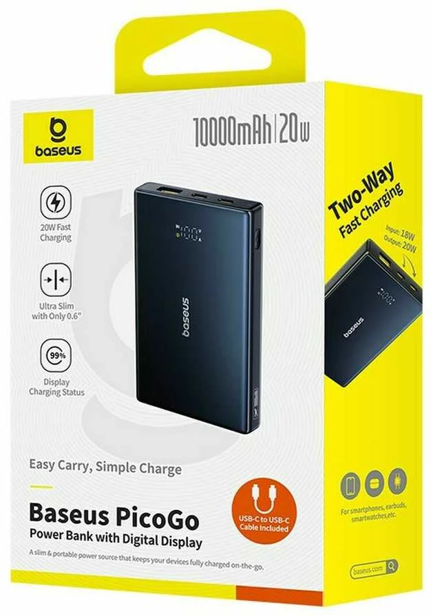 Baseus P10076801123-00 Ličio jonų polimerų maitinimo blokas 10000 mAh Juodas